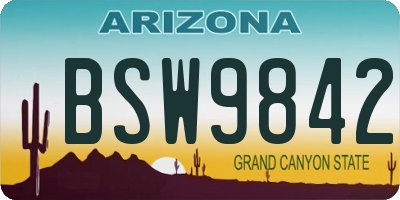 AZ license plate BSW9842