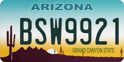 AZ license plate BSW9921