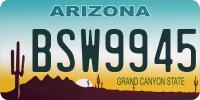 AZ license plate BSW9945