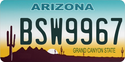 AZ license plate BSW9967