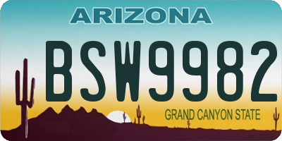 AZ license plate BSW9982