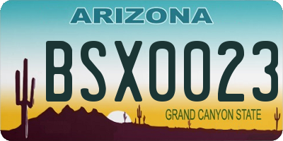 AZ license plate BSX0023