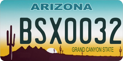AZ license plate BSX0032