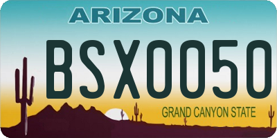 AZ license plate BSX0050