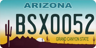 AZ license plate BSX0052