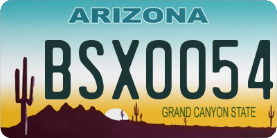 AZ license plate BSX0054