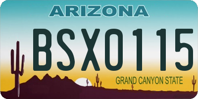 AZ license plate BSX0115