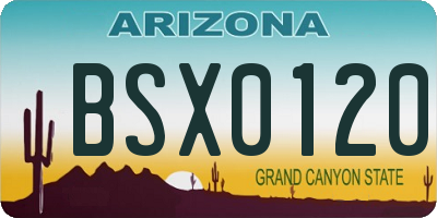 AZ license plate BSX0120