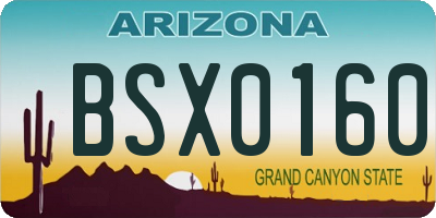 AZ license plate BSX0160