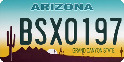AZ license plate BSX0197