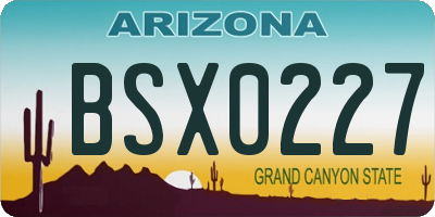 AZ license plate BSX0227