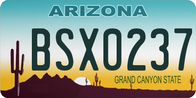 AZ license plate BSX0237