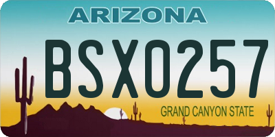 AZ license plate BSX0257