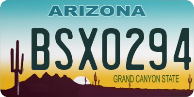 AZ license plate BSX0294