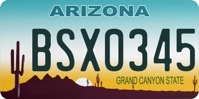 AZ license plate BSX0345