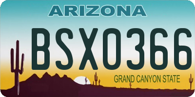 AZ license plate BSX0366
