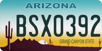 AZ license plate BSX0392