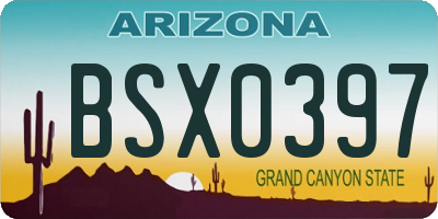 AZ license plate BSX0397