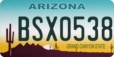 AZ license plate BSX0538