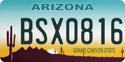 AZ license plate BSX0816