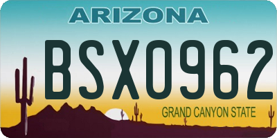 AZ license plate BSX0962