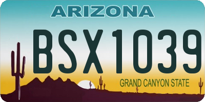 AZ license plate BSX1039