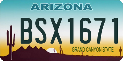 AZ license plate BSX1671