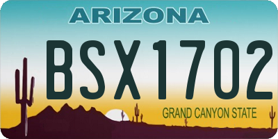 AZ license plate BSX1702