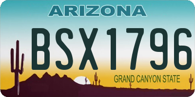 AZ license plate BSX1796