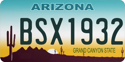 AZ license plate BSX1932