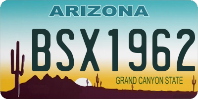 AZ license plate BSX1962