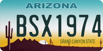 AZ license plate BSX1974