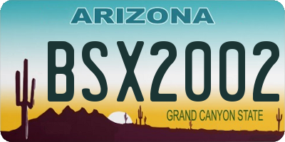 AZ license plate BSX2002