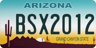 AZ license plate BSX2012