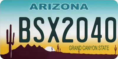 AZ license plate BSX2040