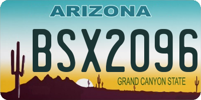 AZ license plate BSX2096