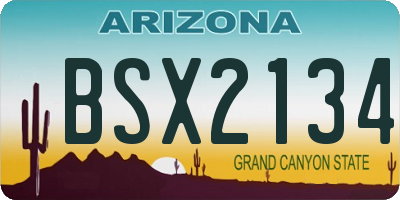 AZ license plate BSX2134