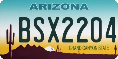 AZ license plate BSX2204