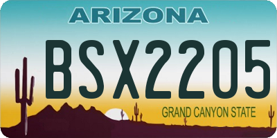 AZ license plate BSX2205