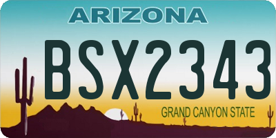 AZ license plate BSX2343