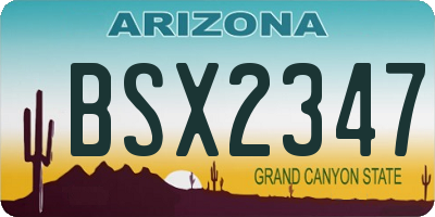 AZ license plate BSX2347