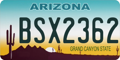 AZ license plate BSX2362