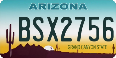 AZ license plate BSX2756