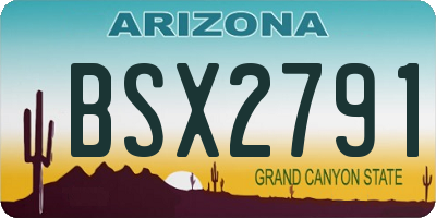 AZ license plate BSX2791