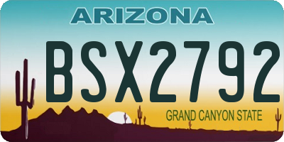 AZ license plate BSX2792