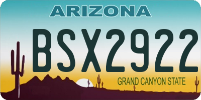 AZ license plate BSX2922