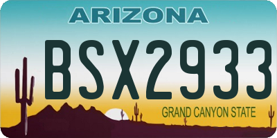 AZ license plate BSX2933