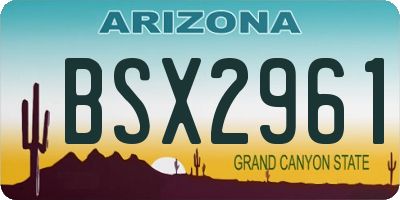 AZ license plate BSX2961
