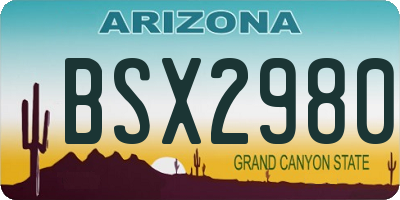 AZ license plate BSX2980