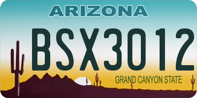 AZ license plate BSX3012